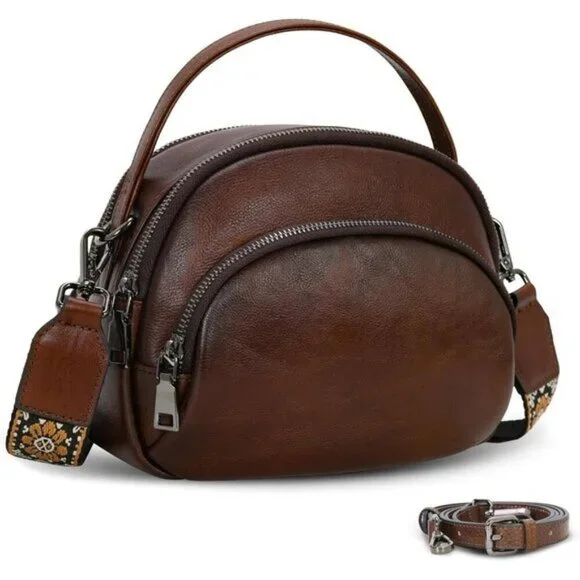 🆕Women Coffee Genuine Leather Crossbody Small Vintage Shoulder Purse Bag - Picture 5 of 13
